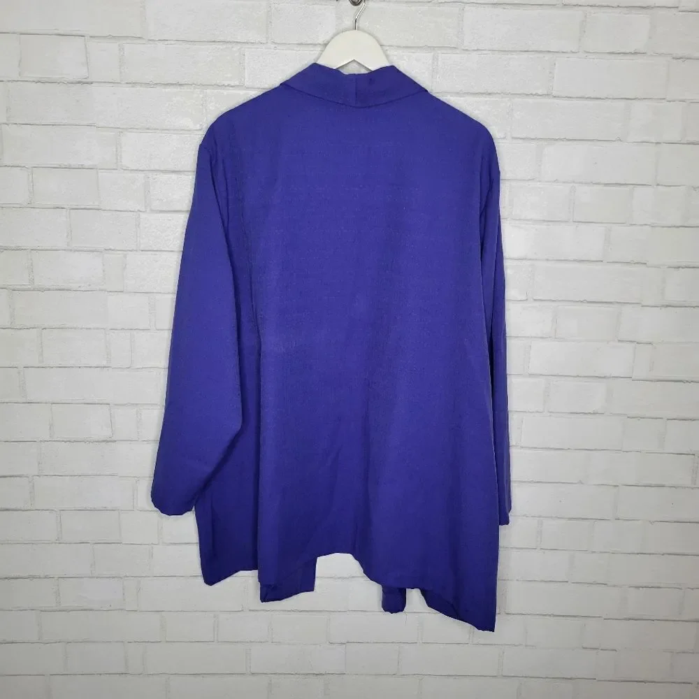 Main Street Classics VINTAGE 90s Purple Indigo Open Front Blazer - Picture 4 of 4